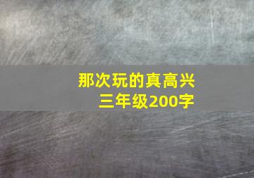 那次玩的真高兴 三年级200字